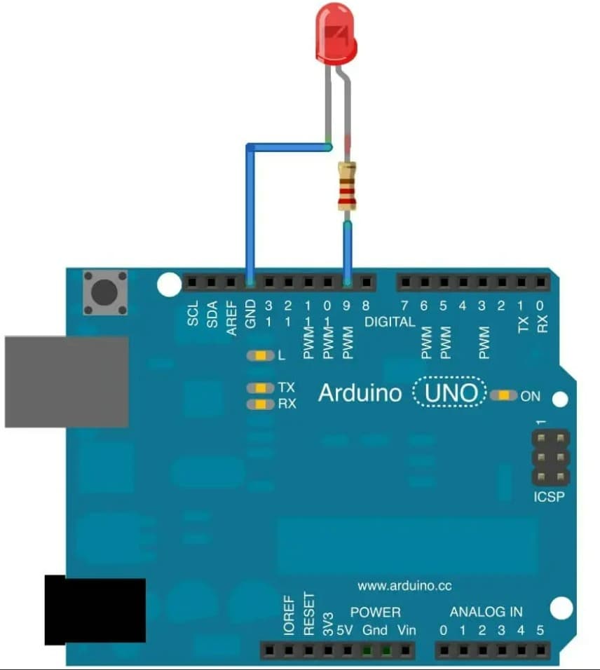 Day 4:- PWM LED Brightness Control wiring diagram