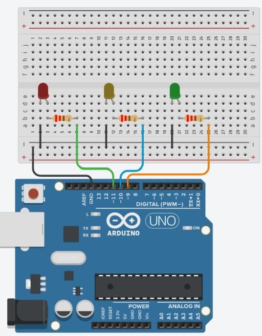 Day 6:- Traffic Light System wiring diagram