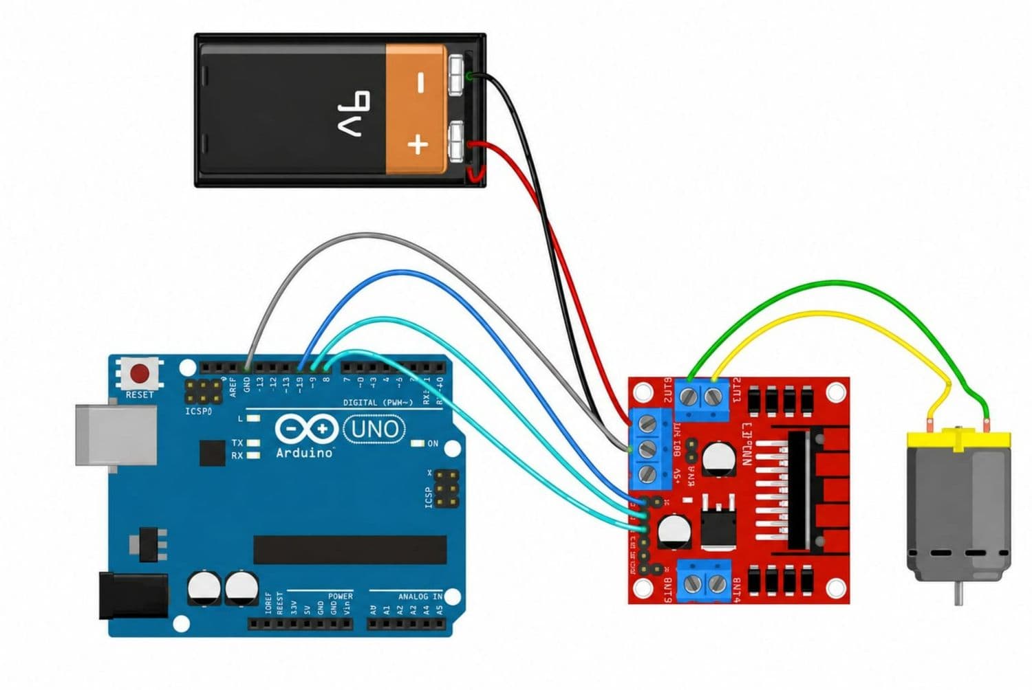 Controlling a DC gear motor using nothing but my fingers! ✋⚡ Wiring Schematic
